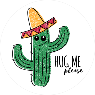 Hug Me Please Doodle Cactus Sticker