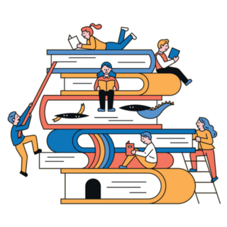 Huge Books And Small People Reading Sticker