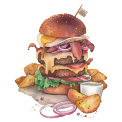 Huge Watercolor Burger Idaho Potatoes Sticker