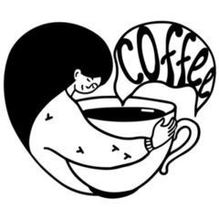 Hugging Big Coffee Sticker