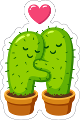 Hugging Cactus Succulent Sticker
