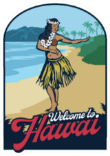 Hula Dance Girl In Beach Hawaii Design Sticker