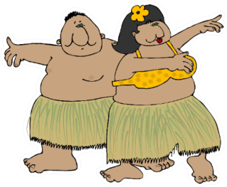 Hula Dancer Couple Sticker