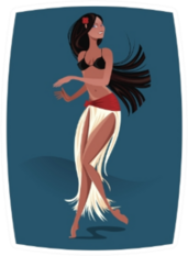 Hula Dancer On Blue Background Sticker