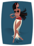 Hula Dancer On Blue Background Sticker