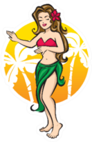 Hula Girl And Palm Trees Sticker