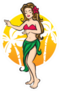 Hula Girl And Palm Trees Sticker