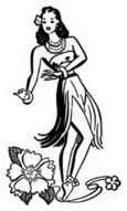 Hula Girl Retro Clip Art Illustration Sticker