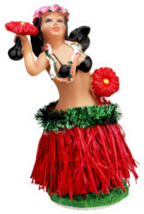 Hula Girl Statue In Red Sticker