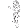 Hula Hawaiian Girl Line Art Sticker