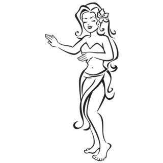 Hula Hawaiian Girl Line Art Sticker