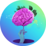 Human Brain Being Held By A Hand Gradient Sticker