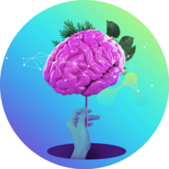 Human Brain Being Held By A Hand Gradient Sticker
