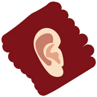 Human Ear On A Maroon Background Sticker