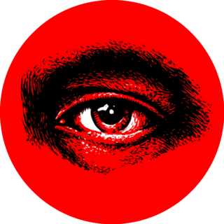 Human Eye, Graphic Illustration On Red Sticker