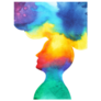 Human Head, Chakra Power Watercolor Brain Sticker