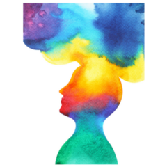 Human Head, Chakra Power Watercolor Brain Sticker