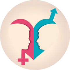 Human Head With Male Female Symbol In A Heart Sticker