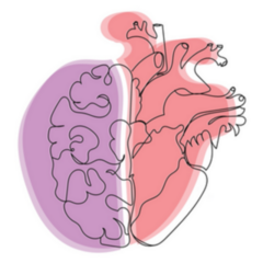 Human Heart And Brain Halves Line Art Sticker