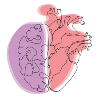 Human Heart And Brain Halves Line Art Sticker