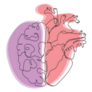 Human Heart And Brain Halves Line Art Sticker
