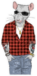 Humanized Rat Man Hipster With Tattoo Dressed Up Sticker