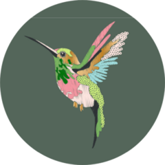 Hummingbird In Embroidery And Sequins Sticker