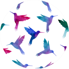 Hummingbird Watercolor Painting Seamless Pattern Sticker