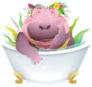 Humorous Hippo In The Bathtub Sticker