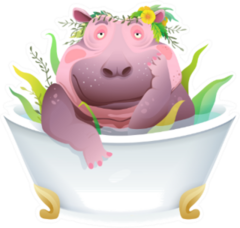 Humorous Hippo In The Bathtub Sticker