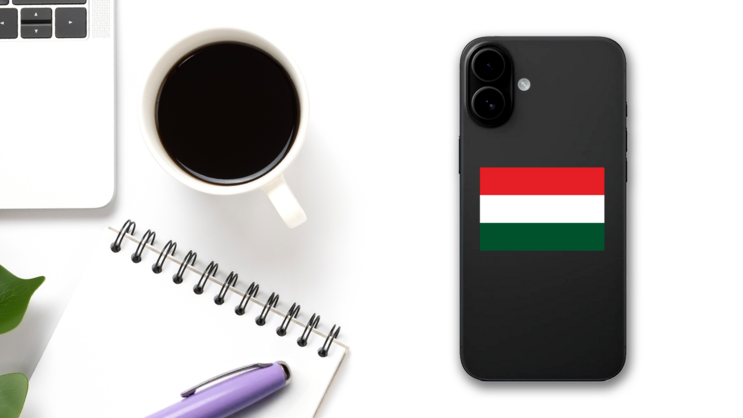 Hungary Country Flag Sticker on a Phone (New) example