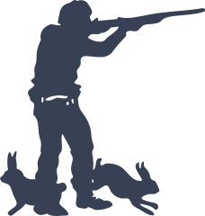 Hunter With Rabbits By His Feet Sticker