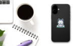 Husky Coffee Green Sticker on a Phone (New) example