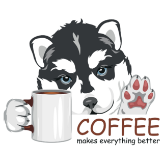 Husky Puppy Coffee Sticker