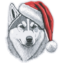 Husky Santa Hat Sticker