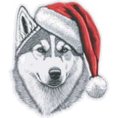 Husky Santa Hat Sticker
