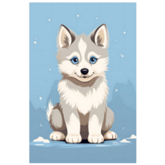 Husky Snow Puppy Sticker