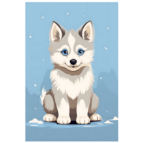 Husky Snow Puppy Sticker
