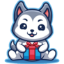 Husky With Gift Sticker