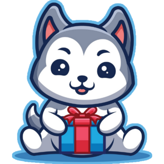 Husky With Gift Sticker