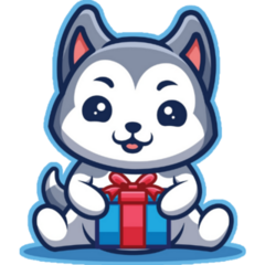Husky With Gift Sticker