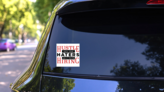 Hustle Until Your Haters Ask If You Hiring Sticker on a Rear Car Window (New) example