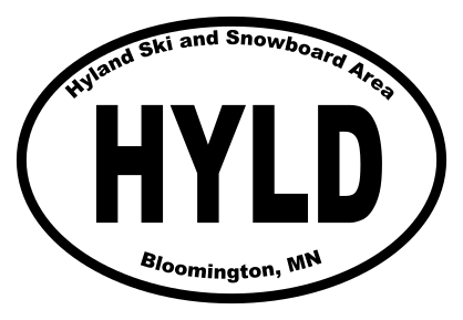 Hyland Ski and Snowboard Area Oval Sticker