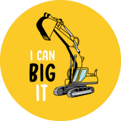 I Can Big It Tractor Illustration On Yellow Sticker