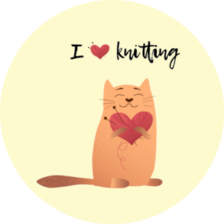 I Heart Knitting Cute Cat Sticker