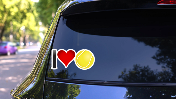 I Heart Tennis Sticker on a Rear Car Window (New) example