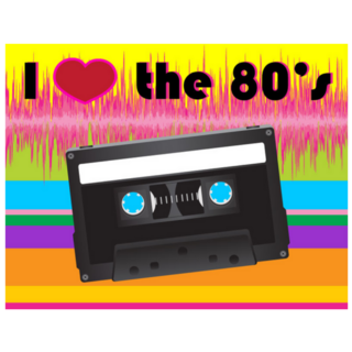 I Heart The 80s With Retro Cassette Tape Rainbow Sticker