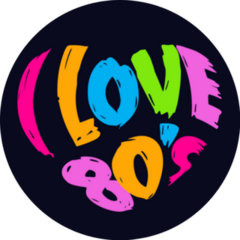 i Love 80s Heart Lettering Sticker