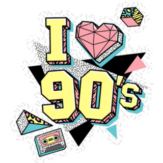 I Love 90s Geometric Lettering Sticker