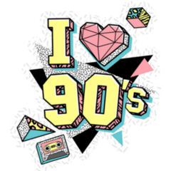 I Love 90s Geometric Lettering Sticker